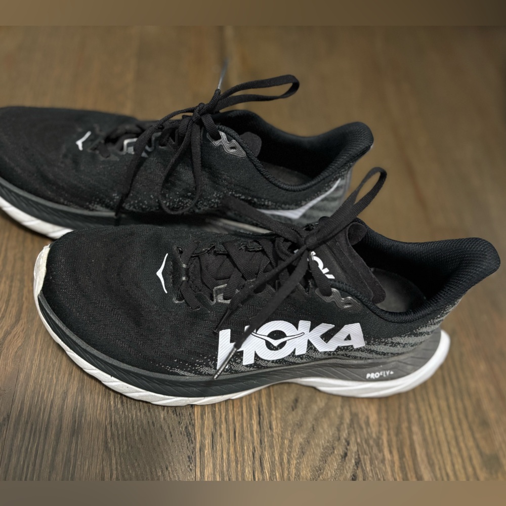 Hoka One One Black and Gray Athletic Shoes